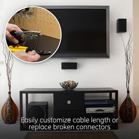 موصلات GE RG6 Crimp-On F-Type، عبوتان، استبدال الموصلات المكسورة وتجميع كابلات RG6، مقاومة للطقس، 35050 in Saudi Arabia
