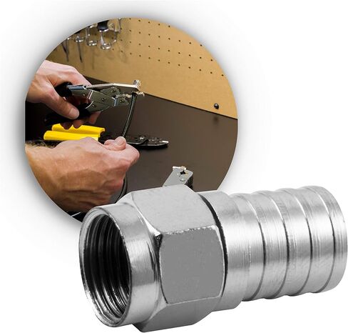 موصلات GE RG6 Crimp-On F-Type، عبوتان، استبدال الموصلات المكسورة وتجميع كابلات RG6، مقاومة للطقس، 35050 in Saudi Arabia