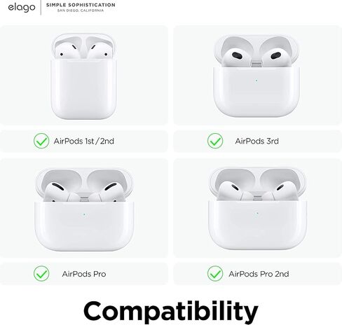 خطافات أذن Elago مصممة لأجهزة AirPods Pro وAirPods 3 وAirPods 1 و2، وملحقات سماعات الأذن المضادة للانزلاق، ملاءمة مريحة، تصميم مريح، هيكل متين من مادة TPU، مثالية لممارسة التمارين [أبيض] in Kuwait