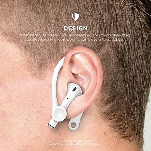 خطافات أذن Elago مصممة لأجهزة AirPods Pro وAirPods 3 وAirPods 1 و2، وملحقات سماعات الأذن المضادة للانزلاق، ملاءمة مريحة، تصميم مريح، هيكل متين من مادة TPU، مثالية لممارسة التمارين [أبيض] in Kuwait
