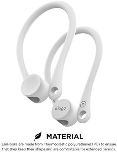 خطافات أذن Elago مصممة لأجهزة AirPods Pro وAirPods 3 وAirPods 1 و2، وملحقات سماعات الأذن المضادة للانزلاق، ملاءمة مريحة، تصميم مريح، هيكل متين من مادة TPU، مثالية لممارسة التمارين [أبيض] in Kuwait