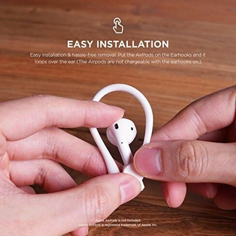 خطافات أذن Elago مصممة لأجهزة AirPods Pro وAirPods 3 وAirPods 1 و2، وملحقات سماعات الأذن المضادة للانزلاق، ملاءمة مريحة، تصميم مريح، هيكل متين من مادة TPU، مثالية لممارسة التمارين [أبيض] in Kuwait