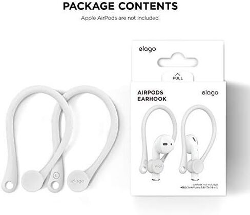خطافات أذن Elago مصممة لأجهزة AirPods Pro وAirPods 3 وAirPods 1 و2، وملحقات سماعات الأذن المضادة للانزلاق، ملاءمة مريحة، تصميم مريح، هيكل متين من مادة TPU، مثالية لممارسة التمارين [أبيض] in Kuwait