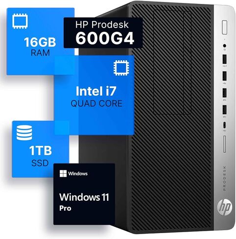 HP ProDesk 600G4 Tower Desktop Computer | Intel i7-8700 (3.4) | 32GB DDR4 RAM | 1TB SSD Solid State | Wi-Fi 5G + Bluetooth | Windows 11 Professional | Home or Office PC (Renewed) in Saudi Arabia
