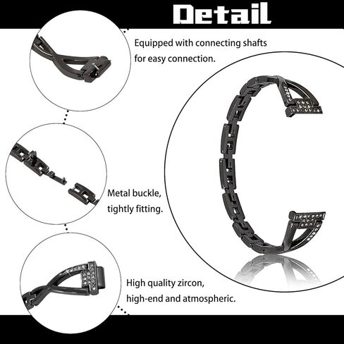 حزام لـ Fitbit Inspire 2 Women، حزام ساعة Aolly ضيق ورفيع بديل مع واقي شاشة واحد، سوار ساعة من حجر الراين على شكل X متوافق مع ساعة Inspire HR/Inspire الذكية in Kuwait