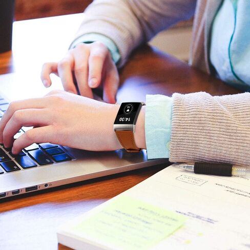 أحزمة جلدية أصلية متوافقة مع أحزمة Fitbit Charge 4 / Charge 3 / Charge 3 SE، أحزمة معصم بديلة رفيعة كلاسيكية للنساء والرجال in Kuwait
