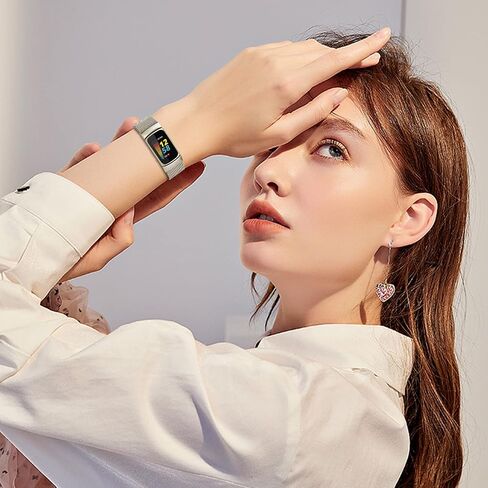 KOREDA متوافق مع Fitbit Charge 5 Bands للنساء والرجال، حلقة شبكية من الفولاذ المقاوم للصدأ قابلة للتعديل بديلة لسوار المعصم المغناطيسي Fitbit Charge 5 المتطور للياقة البدنية والصحة (ذهبي شامبين) in Kuwait