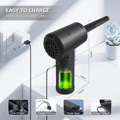 منفضة هواء مضغوطة - منفضة هواء كهربائية لاسلكية - 3 سرعات 90000 دورة في الدقيقة مع ضوء LED، منفضة هواء كهربائية قابلة لاعادة الشحن 7500mAh، بديل لعلب الهواء المضغوط لتنظيف الكمبيوتر in Kuwait