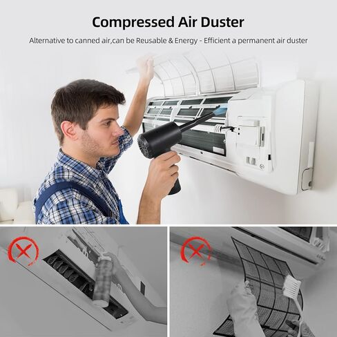 منفضة هواء مضغوطة - منفضة هواء كهربائية لاسلكية - 3 سرعات 90000 دورة في الدقيقة مع ضوء LED، منفضة هواء كهربائية قابلة لاعادة الشحن 7500mAh، بديل لعلب الهواء المضغوط لتنظيف الكمبيوتر in Kuwait