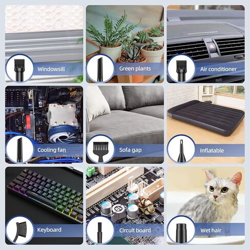 منفضة هواء مضغوطة - منفضة هواء كهربائية لاسلكية - 3 سرعات 90000 دورة في الدقيقة مع ضوء LED، منفضة هواء كهربائية قابلة لاعادة الشحن 7500mAh، بديل لعلب الهواء المضغوط لتنظيف الكمبيوتر in Kuwait