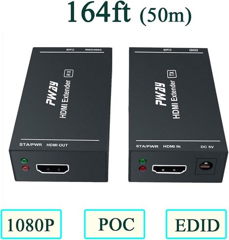 موسع HDMI 1080p@60 هرتز، ثلاثي الأبعاد، عبر كابل Cat5e/Cat6/Cat 7 فردي عالي الدقة غير مضغوط يصل إلى 164 قدمًا (50 مترًا)، يدعم وظيفة EDID وPOC (جهاز الإرسال والاستقبال) in Kuwait