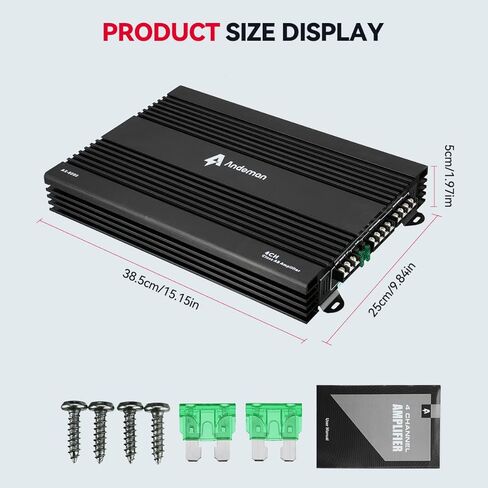 مكبرات صوت 4 قنوات من الفئة A/B من انديمان، 4 قنوات × 145 واط، مدخلات متوازنة ومدخلات مجسرة ومدخلات منخفضة المستوى ومستوى عالي، 2/4 اوم ثابت مثالي للاستخدام في السيارة in Kuwait