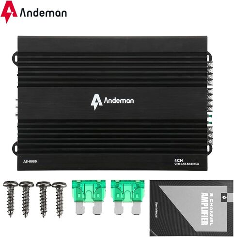 مكبرات صوت 4 قنوات من الفئة A/B من انديمان، 4 قنوات × 145 واط، مدخلات متوازنة ومدخلات مجسرة ومدخلات منخفضة المستوى ومستوى عالي، 2/4 اوم ثابت مثالي للاستخدام في السيارة in Kuwait