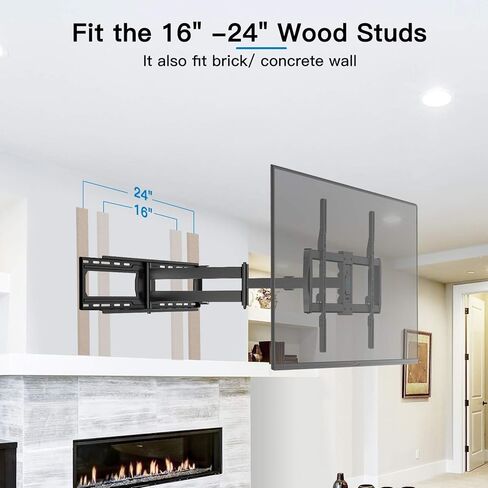 حامل جدار تلفزيون بذراع طويل من PERLESMITH لأجهزة تلفزيون مقاس 50-95 بوصة، حامل تلفزيون طويل بطول 47.64 بوصة، دوران إمالة دوار، حامل تلفزيون بزاوية الحركة الكاملة يناسب Max VESA 800x400 مم، تحميل 132 رطل، 16 بوصة، 18 بوصة، 24 بوصة in Kuwait
