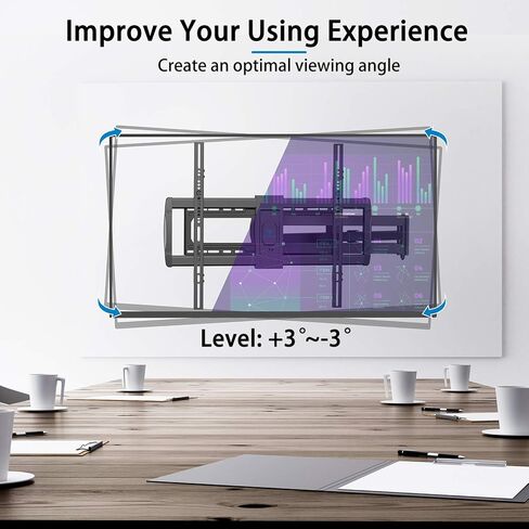 حامل جدار تلفزيون بذراع طويل من PERLESMITH لأجهزة تلفزيون مقاس 50-95 بوصة، حامل تلفزيون طويل بطول 47.64 بوصة، دوران إمالة دوار، حامل تلفزيون بزاوية الحركة الكاملة يناسب Max VESA 800x400 مم، تحميل 132 رطل، 16 بوصة، 18 بوصة، 24 بوصة in Kuwait