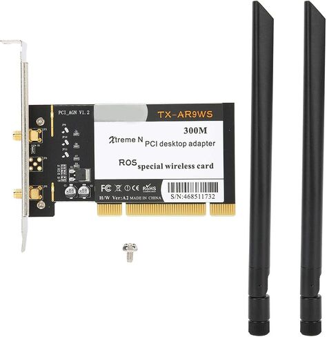 بطاقة Dilwe TX-AR9WS AR9220 PCIe WiFi، بطاقة شبكة WiFi لاسلكية 300 ميجابت في الثانية مع هوائيين، محول 802.11b/g/n PCI Express Wi-Fi لنظام Win XP/WIN7/WIN8/WIN10، يدعم شبكة WiFi مشتركة in Saudi Arabia