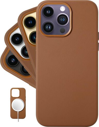 LONLI Classic - (for iPhone 14 Pro) - European Nappa Leather Case - Smoothen and Soften Over Time - Compatible with Magsafe - Black in Kuwait