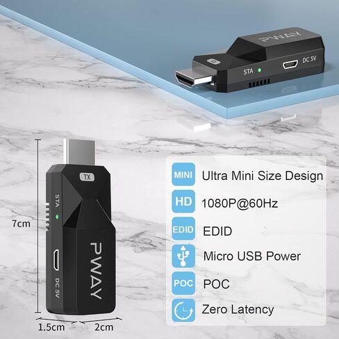PWAYTEK HDMI Extender 165ft/50M HDMI Over Ethernet Cat5e/6/7, HDMI Extend Audio and Video Signal with 1080P, Support POC 3D HDMI1.3 HDCP1.2 EDID in Kuwait