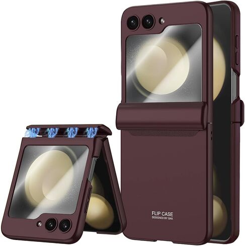 STORMTAL for Samsung Galaxy Z Flip 5 Case, Hinge Protection, Built-in Screen Protector, Wireless Charging, Shockproof, Anti Scratch Slim Phone Protective Cover for Galaxy Z Flip 5, 2023 Wine in Saudi Arabia
