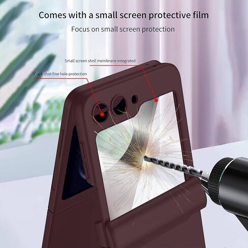 STORMTAL for Samsung Galaxy Z Flip 5 Case, Hinge Protection, Built-in Screen Protector, Wireless Charging, Shockproof, Anti Scratch Slim Phone Protective Cover for Galaxy Z Flip 5, 2023 Wine in Saudi Arabia