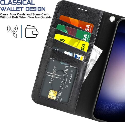 Arae Case for Samsung Galaxy PU Leather Wallet Case Cover (S10-6.1 inch, Black) in Saudi Arabia