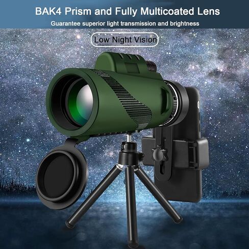 BLACKICE 40X60 Monocular Telescope High Power for Smartphone, Monocular for Adult with BAK-4 Prism for Hunting Wildlife Bird Watching Travel Camping Hiking in Kuwait