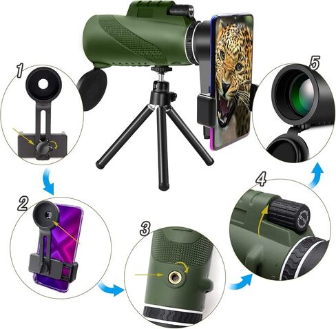 BLACKICE 40X60 Monocular Telescope High Power for Smartphone, Monocular for Adult with BAK-4 Prism for Hunting Wildlife Bird Watching Travel Camping Hiking in Kuwait