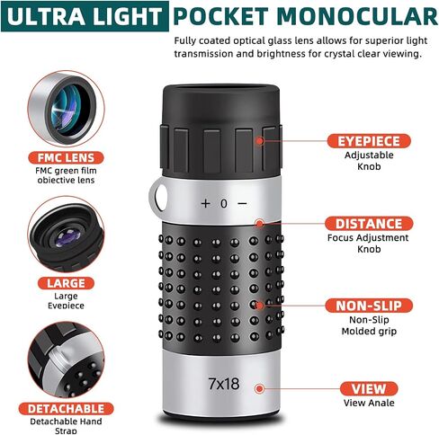 Monocular Telescope - High Definition Weatherproof Pocket Telescope - Includes Compact Monocular, Neck Strap & Cleaning Cloth, Monoculars for Adults High Powered in Saudi Arabia
