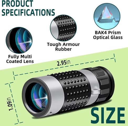 Monocular Telescope - High Definition Weatherproof Pocket Telescope - Includes Compact Monocular, Neck Strap & Cleaning Cloth, Monoculars for Adults High Powered in Saudi Arabia