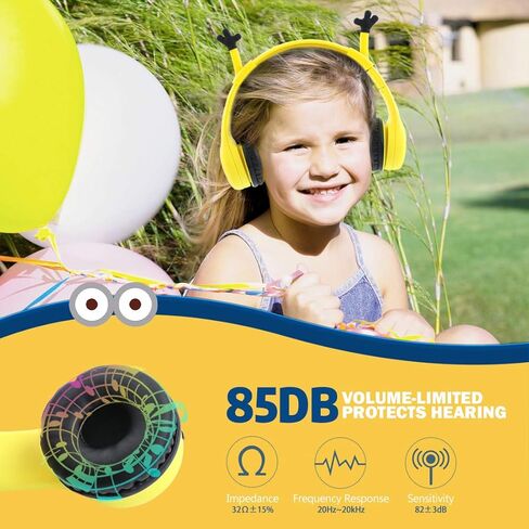 سماعات رأس Mumba Kids مع أذنين VoliDog، سماعات رأس سلكية فوق الأذن مع وظيفة مشاركة الموسيقى، حماية محدودة للسمع بحجم 85 ديسيبل، مادة آمنة غذائيًا، مقبس 3.5 مم (HS01) سماعة رأس للأطفال in Kuwait