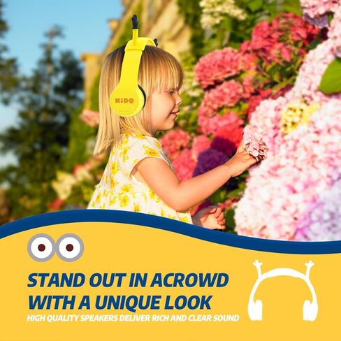 سماعات رأس Mumba Kids مع أذنين VoliDog، سماعات رأس سلكية فوق الأذن مع وظيفة مشاركة الموسيقى، حماية محدودة للسمع بحجم 85 ديسيبل، مادة آمنة غذائيًا، مقبس 3.5 مم (HS01) سماعة رأس للأطفال in Kuwait