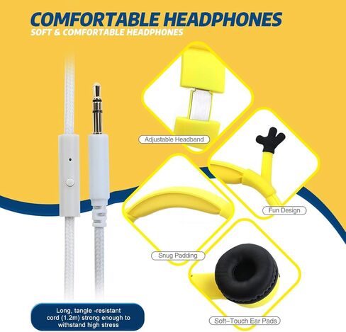 سماعات رأس Mumba Kids مع أذنين VoliDog، سماعات رأس سلكية فوق الأذن مع وظيفة مشاركة الموسيقى، حماية محدودة للسمع بحجم 85 ديسيبل، مادة آمنة غذائيًا، مقبس 3.5 مم (HS01) سماعة رأس للأطفال in Kuwait