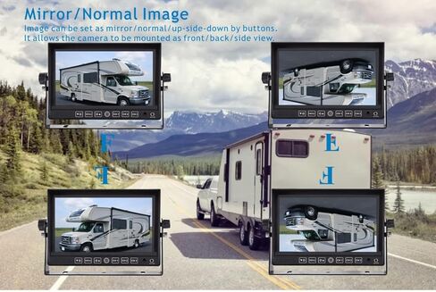 مجموعة نظام كاميرا احتياطية سلكية للرؤية الخلفية مقاس 7 بوصات مع صوت وخطوط وقوف السيارات ومعدل مقاومة للماء IP69K كاميرا تعمل بالأشعة تحت الحمراء للجرار/المنزل المتنقل/البلدوزر/محراث الثلج/الشاحنة/المعدات الثقيلة/رافعة شوكية/جرافة انزلاقية in Kuwait