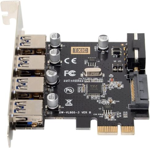Cablecc USB 3.0 Front Panel Header 5Gbps 19Pin 20Pin to PCI-E 1X Express Card VL805 Adapter for Desktop Computer Motherboard in Kuwait