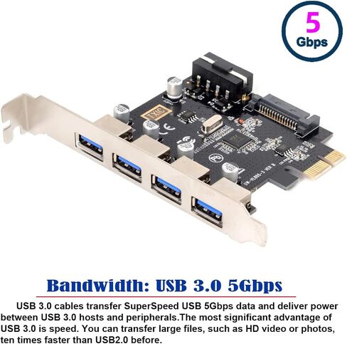Cablecc USB 3.0 Front Panel Header 5Gbps 19Pin 20Pin to PCI-E 1X Express Card VL805 Adapter for Desktop Computer Motherboard in Kuwait