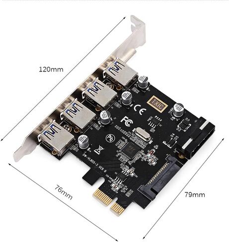 Cablecc USB 3.0 Front Panel Header 5Gbps 19Pin 20Pin to PCI-E 1X Express Card VL805 Adapter for Desktop Computer Motherboard in Kuwait