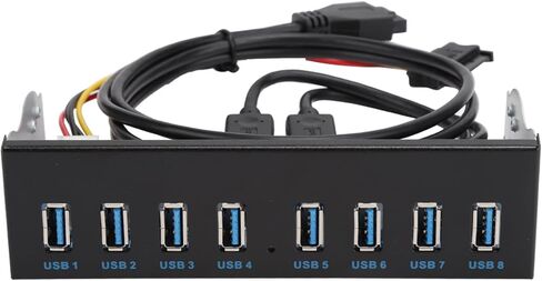 USB 3.0 Extension Front Panel, 19 Pin 8 Port Panel Computer Expansion Board, 5.25in Optical Drive Extension Front Panel Adapter for PC Computer in Kuwait