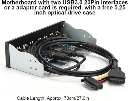 USB 3.0 Extension Front Panel, 19 Pin 8 Port Panel Computer Expansion Board, 5.25in Optical Drive Extension Front Panel Adapter for PC Computer in Kuwait