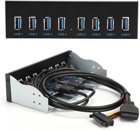 USB 3.0 Extension Front Panel, 19 Pin 8 Port Panel Computer Expansion Board, 5.25in Optical Drive Extension Front Panel Adapter for PC Computer in Kuwait