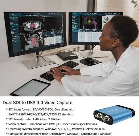 ملحق SDTNOVA المزدوج SDI إلى USB3.0 فيديو تسجيل بلا خسارة 360 ميجا بايت/ثانية لنظام ويندوز 1080P 60 اف بي اس UVC YUV422 PnP البث المباشر تحويل تحويل USB خارجي 3G-SDI فيديو مجاني in Kuwait
