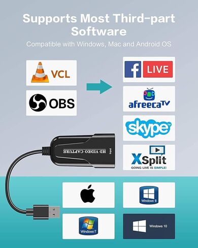 بطاقة التقاط الفيديو الصوتية DIGITNOW 4K Cam Link HD1080P HDMI إلى USB 2.0 سجل عبر كاميرا الفيديو DSLR وكاميرا الفيديو وجهاز التقاط الكمبيوتر للبث المباشر والبث ومؤتمرات الفيديو والتعليم والألعاب in Kuwait
