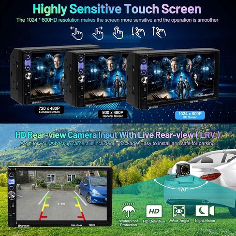 ستيريو سيارة مزدوج دين من اكتاسيان مع ابل كاربلاي واندرويد اوتو، يدعم بلوتوث، كاميرا احتياطية ايه اتش دي، شاشة لمس FHD، وصلة مرآة، مخرج مضخم صوت/معادل صوت، USB/TF/AUX، راديو سيارة اف ام in Kuwait