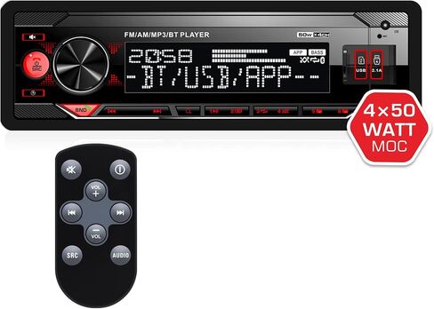 Single Din Car Stereo with Bluetooth: in Dash Digital Multimedia Receiver - Dual USB SD AUX Input | AM FM Car Radio | APP Control | Wireless Remote | Quick Charge in Kuwait
