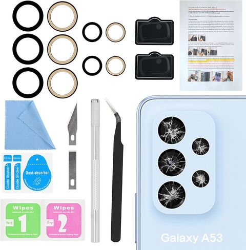 2PCS Galaxy A53 Back Rear Camera Lens Glass Replacement, ASDAWN Back Lens Glass for Samsung Galaxy A53 6.5 inches All Carriers with Free Lens Film + Installation Manual + Repair Tool Set in Saudi Arabia