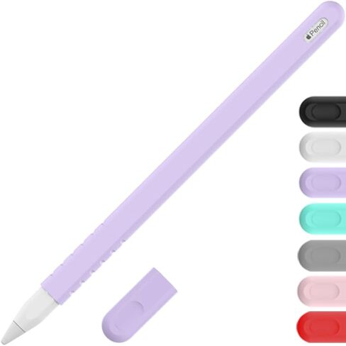 YINVA Sleeve Cover Compatible with Apple Pencil Pro/ 2nd Generation, Grip Skin Case Accessories Compatible with iPad Pencil 2 Gen with Nib Cap (Purple) in Kuwait