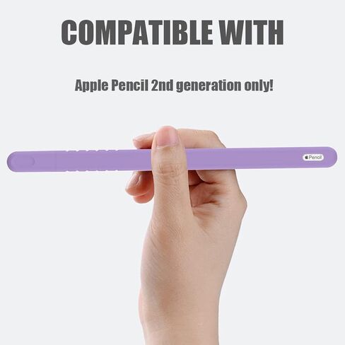 YINVA Sleeve Cover Compatible with Apple Pencil Pro/ 2nd Generation, Grip Skin Case Accessories Compatible with iPad Pencil 2 Gen with Nib Cap (Purple) in Kuwait