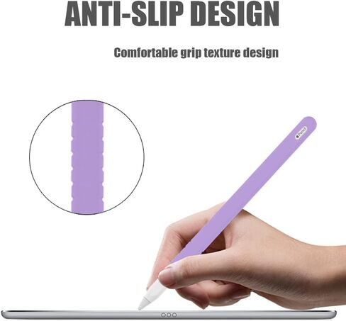 YINVA Sleeve Cover Compatible with Apple Pencil Pro/ 2nd Generation, Grip Skin Case Accessories Compatible with iPad Pencil 2 Gen with Nib Cap (Purple) in Kuwait