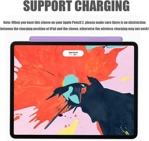 YINVA Sleeve Cover Compatible with Apple Pencil Pro/ 2nd Generation, Grip Skin Case Accessories Compatible with iPad Pencil 2 Gen with Nib Cap (Purple) in Kuwait