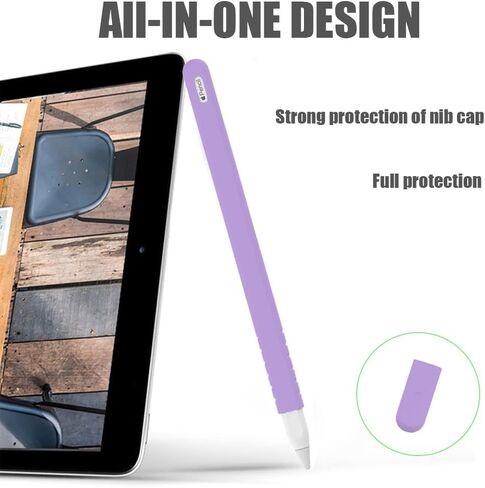 YINVA Sleeve Cover Compatible with Apple Pencil Pro/ 2nd Generation, Grip Skin Case Accessories Compatible with iPad Pencil 2 Gen with Nib Cap (Purple) in Kuwait