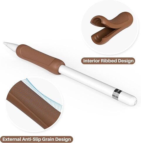 NIUTRENDZ 3 Pack Silicone Grip for Apple Pencil 2 & Apple Pencil Pro & iPencil (USB-C) Ergonomic Design Protective Case Cover Sleeve (Beige + Khaki + Brown) in Kuwait